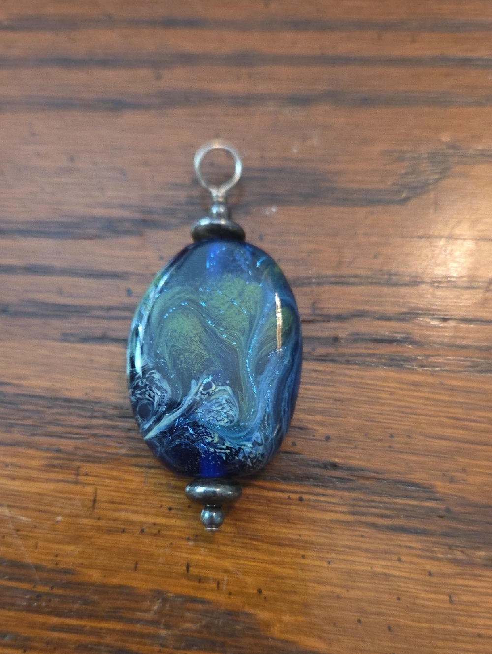 Handmade Blue Swirl Glass Pendant Necklace
